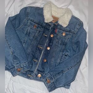 Levi's Girls Blue Denim Trucker Plush Sherpa Jacket size S